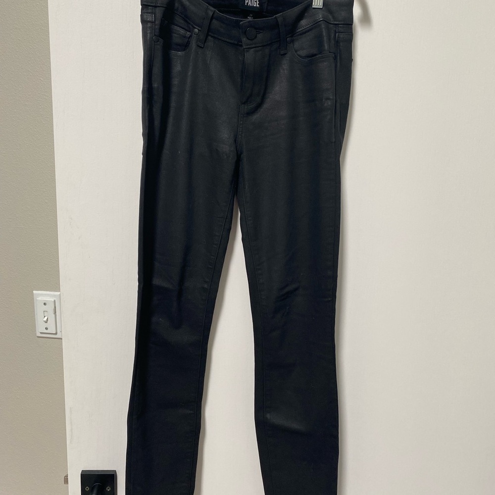 PAIGE Coated Black Skinny Jeans